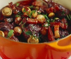 Coq Au Vin with Smoked Bacon, Shallots & Red Wine